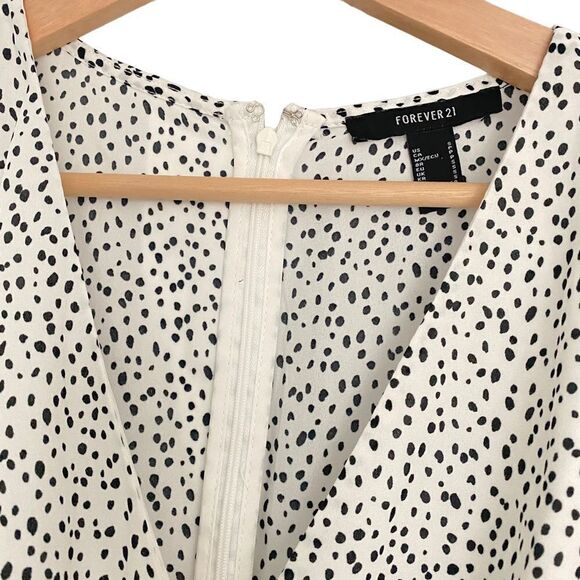 Forever 21 Polka Dot LongSleeved Sheer Blouse Shorts Jumpsuit Romper - Picture 6 of 8